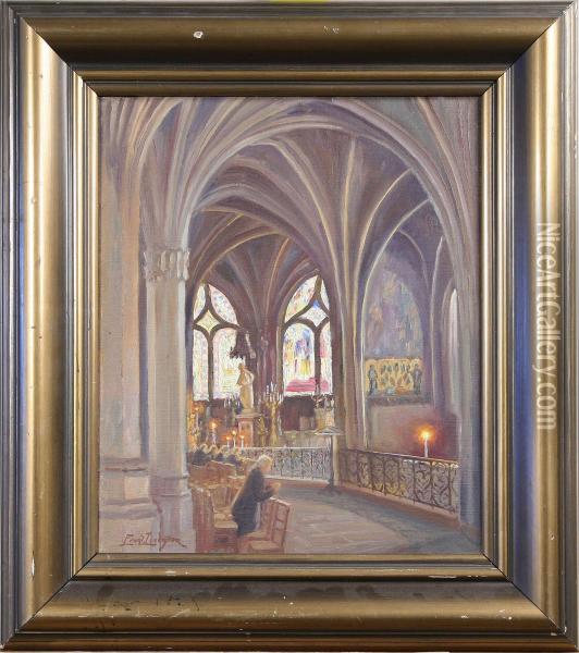 Kyrkointerior Oil Painting - Ernst Lindgren
