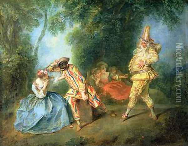 An Italian Comedy Scene Oil Painting - Nicolas Lancret