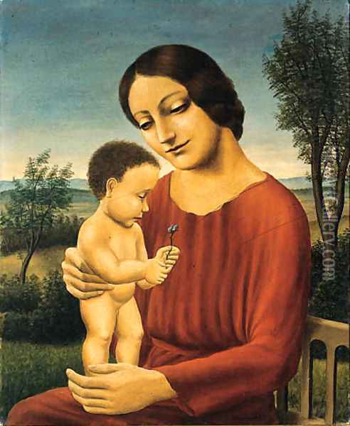 Landschaft mit Mutter und Kind Oil Painting - Georg Schrimpf