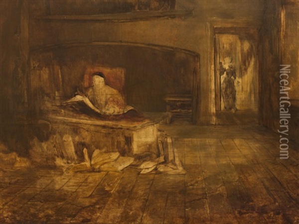 Scholar In Scriptorium Oil Painting - Wilhelm Schreuer