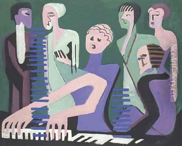 Cantatrice au piano or Pianistin Oil Painting - Ernst Ludwig Kirchner