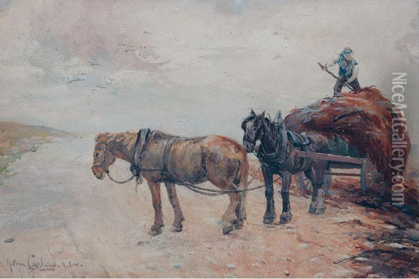 Unloading The Hay Oil Painting - John Carlaw