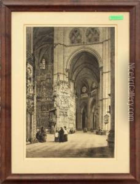 South Aisle Of A Cathederal Oil Painting - Axel Herman Haig