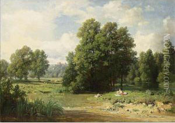Idyllic Landscape Oil Painting - Pierre Thuillier