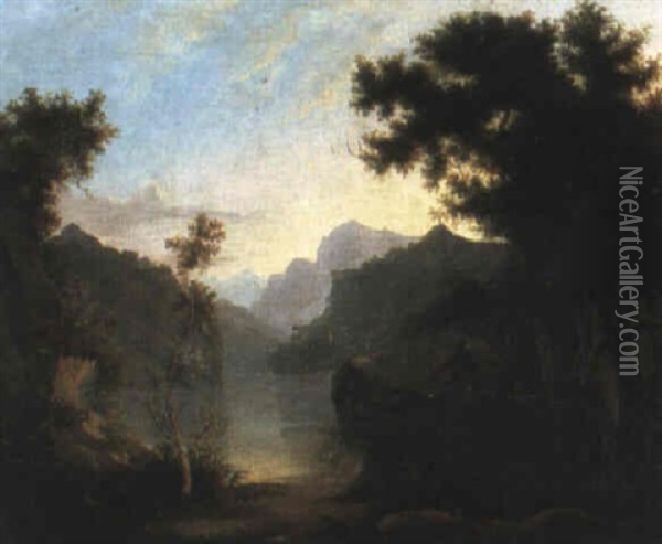 Mountainous River Landscape Oil Painting - John Henry Campbell