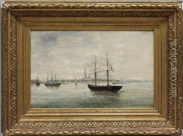 Port D'anvers Oil Painting - Jean Baptiste Henri Durand-Brager
