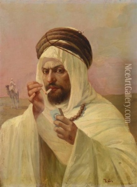 Portrait D'un Caid Algerien Oil Painting - Theodore Jacques Ralli
