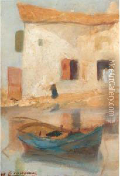 House Near The Water Oil Painting - Michalis Economou