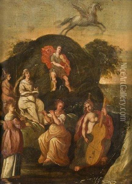 Apollon Et Les Muses Et Le Jugement Du Roi Midas Oil Painting - Pieter Lisaert