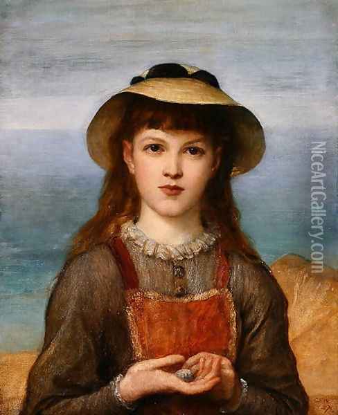 Study- Head of a Girl, 1876 Oil Painting - George Frederick Watts