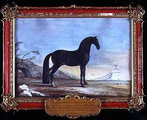 No 7 A dark bay Arab horse of the Spanish Riding School Oil Painting - Baron Reis d' Eisenberg