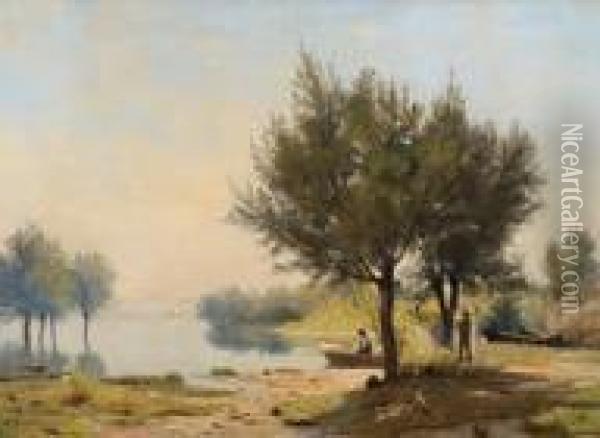 Fischer Am Uferrand Oil Painting - Lemaitre Nathanael