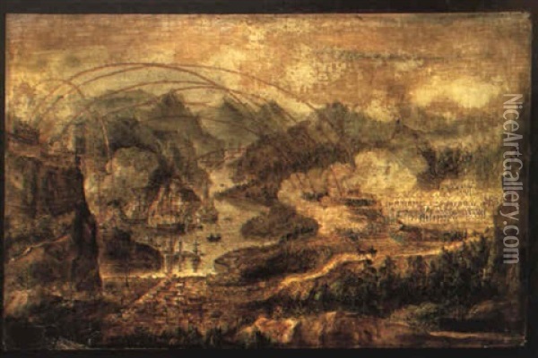 Den Svenske Haer Belejring Af Frederikstens Faestning 1738 Oil Painting - Louis Jean Desprez