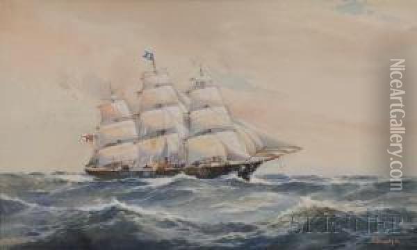Famous Old [boston] Clipper The James Baine Oil Painting - Robert McGregor