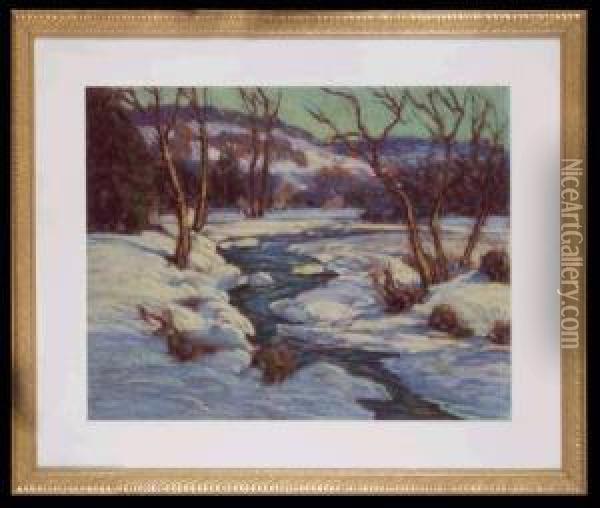 Snow Covered Stream Oil Painting - Raymond Nott