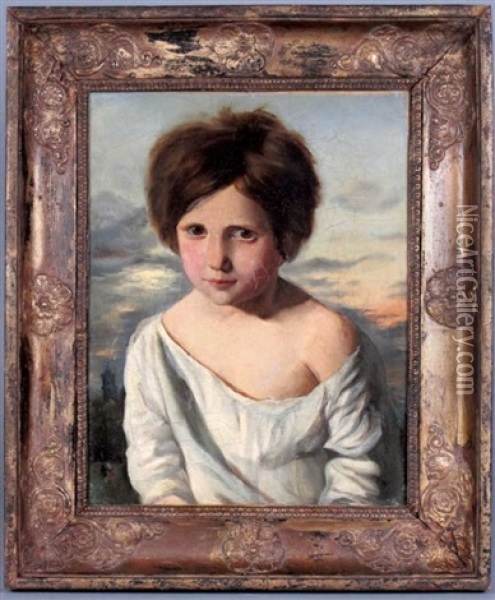Portrait D'enfant Dans Un Paysage Oil Painting - Louis-Victor Lavoine