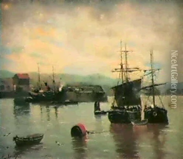 Puerto De Aviles Oil Painting - Juan Martinez Abades