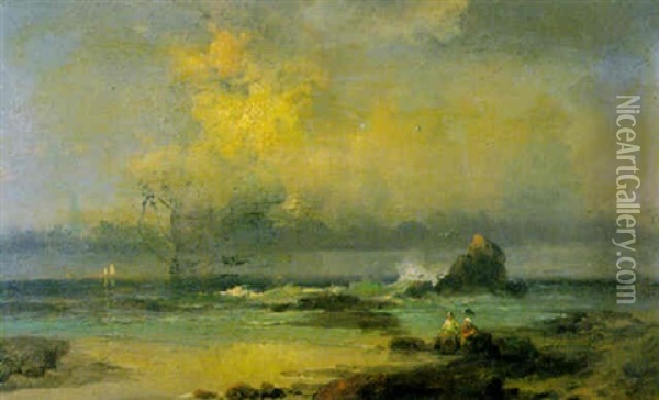 Figures On The Coast Oil Painting - Franklin Dullin Briscoe