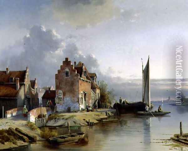 Belgian Riverside, 1858 Oil Painting - Jacques Carabain