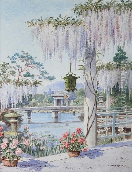 Japanese Tea Garden Oil Painting - James Greig