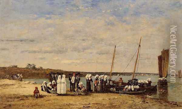 Fishermen of Kerhor Receiving a Blessing at Plougastel Oil Painting - Eugene Boudin