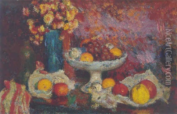 Fruits Et Immortelles Oil Painting - Georges Lemmen