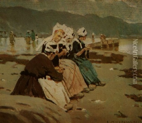 Mujeres Bretonas Oil Painting - Enrique Martinez Cubells y Ruiz