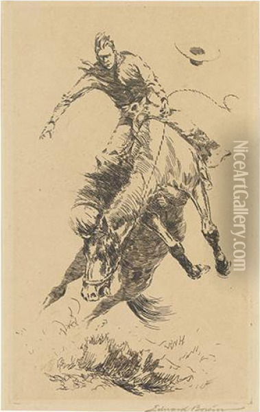 New Bucking Horse. Oil Painting - John Edward Borein