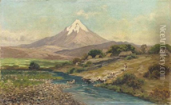 Popocatepetl Oil Painting - August Loehr