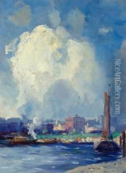 Harbor View Oil Painting - Gustave Wolff