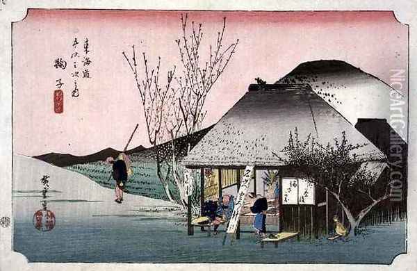 The Teahouse at Mariko from the series 53 Stations on the Eastern Coast Road Oil Painting - Utagawa or Ando Hiroshige