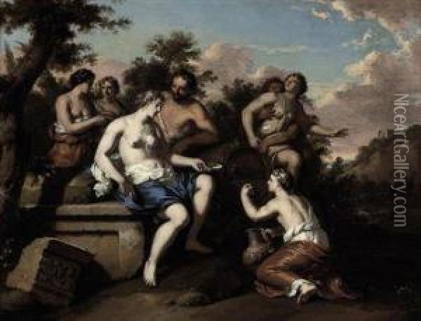 A Bacchanal With Nymphs And Satyrs Oil Painting - Gerard Hoet