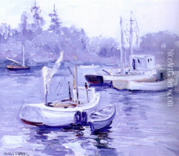 Fishing Boats Oil Painting - Will Vawter