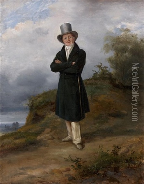 Portrait De Gentilhomme Sur Une Falaise Oil Painting - Jules Alexandre Duval-Lecamus
