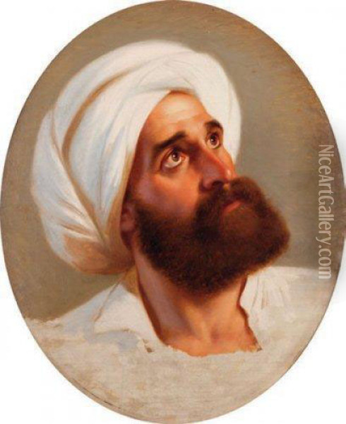Portrait D'homme Au Turban Oil Painting - Paul Emil Jacobs