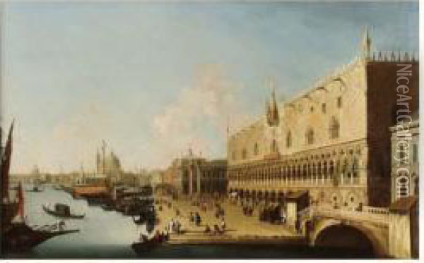 Vue Du Palais Des Doges A Venise Et La Salute En Arriere Plan Oil Painting - William James