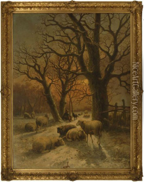 Luminous Landscape With Sheep Oil Painting - Alexis de Leeuw