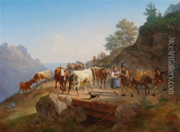 Mountain Grazing Oil Painting - Christian Frederick Carl Holm