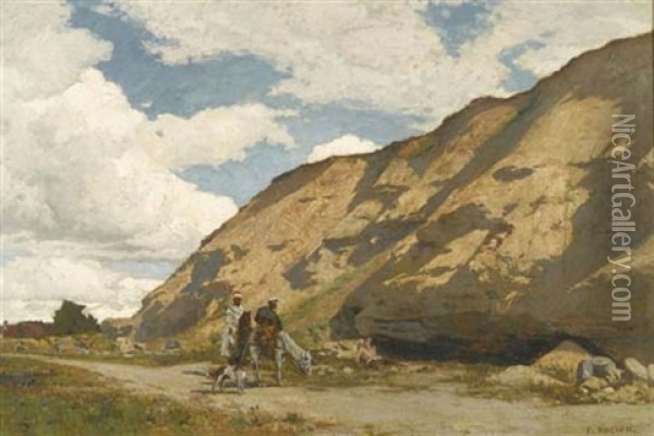 Landschaft Mit Zwei Reitern In Afrikanischer Tracht Oil Painting - Francois-Louis-David Bocion