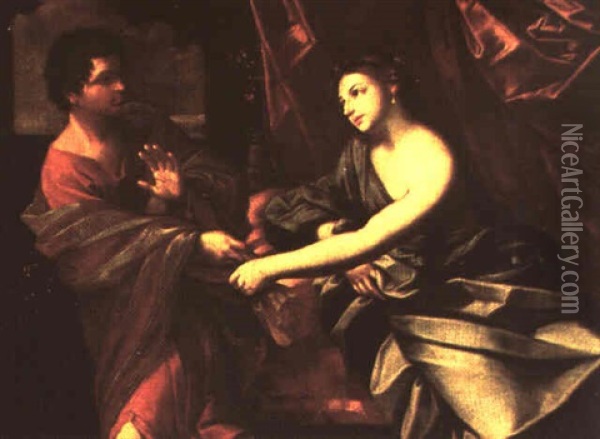 Giuseppe E La Moglie Di Potifarro Oil Painting - Giovanni Giacomo Sementi