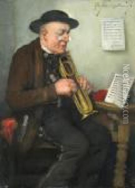 Alterer Musiker In Dachauer Tracht Oil Painting - Robert Frank-Krauss