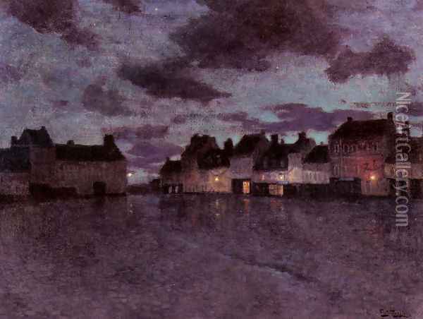 Marketplace In France, After A Rainstorm Oil Painting - Fritz Thaulow