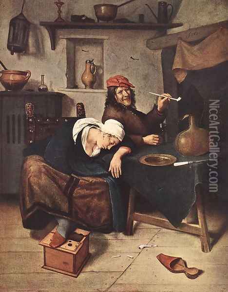 The Drinker c. 1660 Oil Painting - Jan Steen