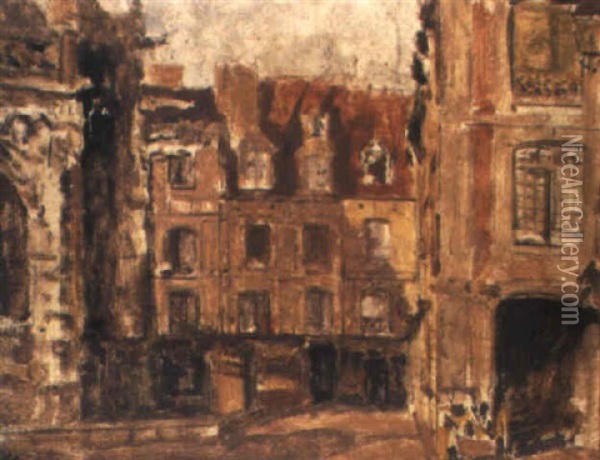 La Rue Ste. Catherine Et Les Vieux Arcades, Dieppe Oil Painting - Walter Sickert