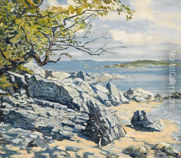 A Rocky Shore, Summer Oil Painting - Walter Elmer Schofield
