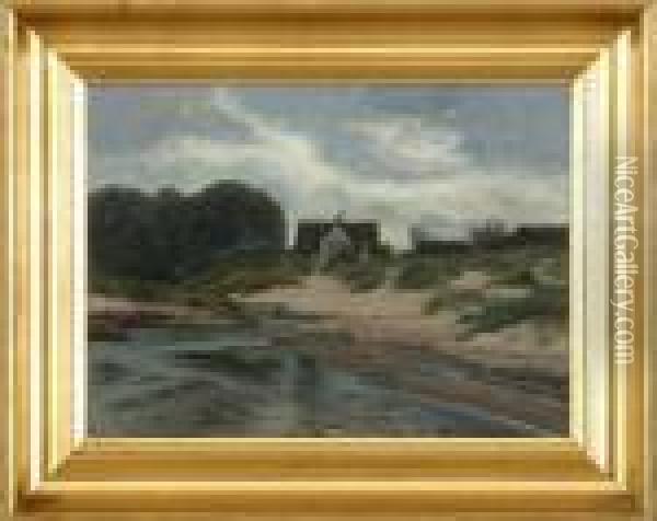 Landscape With Cottages And Stream Oil Painting - Emil Winnerwald