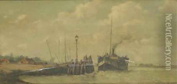 Aankomst der stoomboot aan Rozenburg arrival of the steamship Oil Painting - Henri Louis Permeke