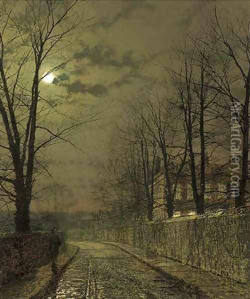 December Moonlight Oil Painting - John Atkinson Grimshaw