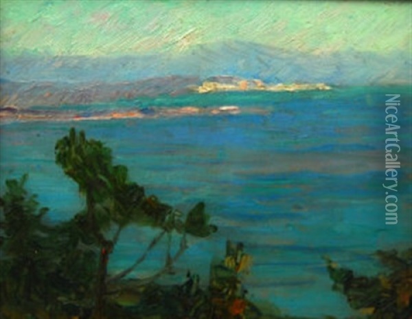 View Along A Mediterannean Coast Oil Painting - Konstantinos Maleas