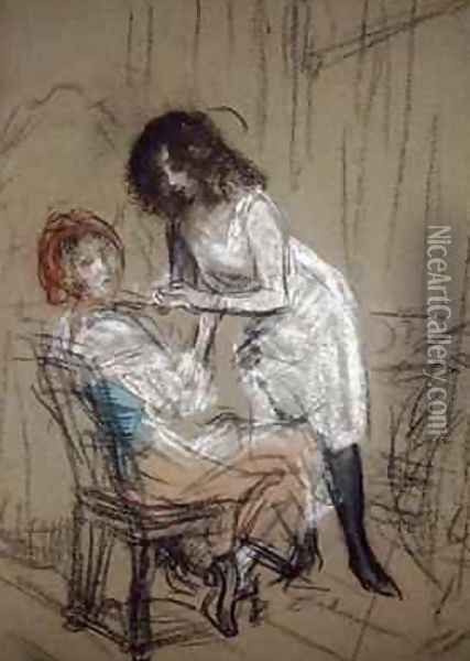 Two Women in a Bedroom Oil Painting - William Glackens